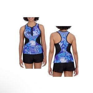 NEW WOMENS ZEROXPOSUR 2 PIECE TANKINI & SWIMSHORT SWIMSUIT Sz M